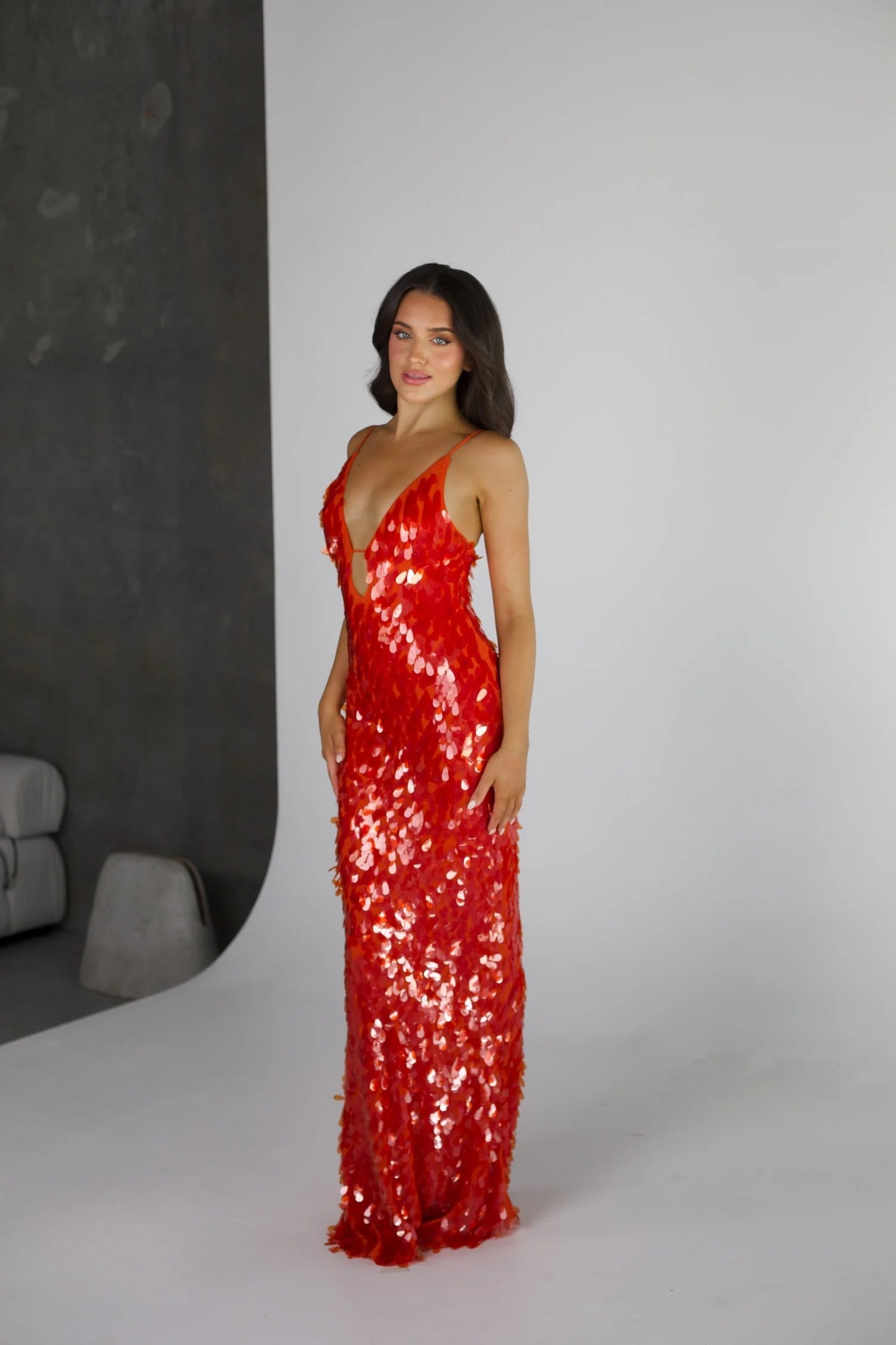 Misha - Sapphire Sequin Maxi Dress (Red)