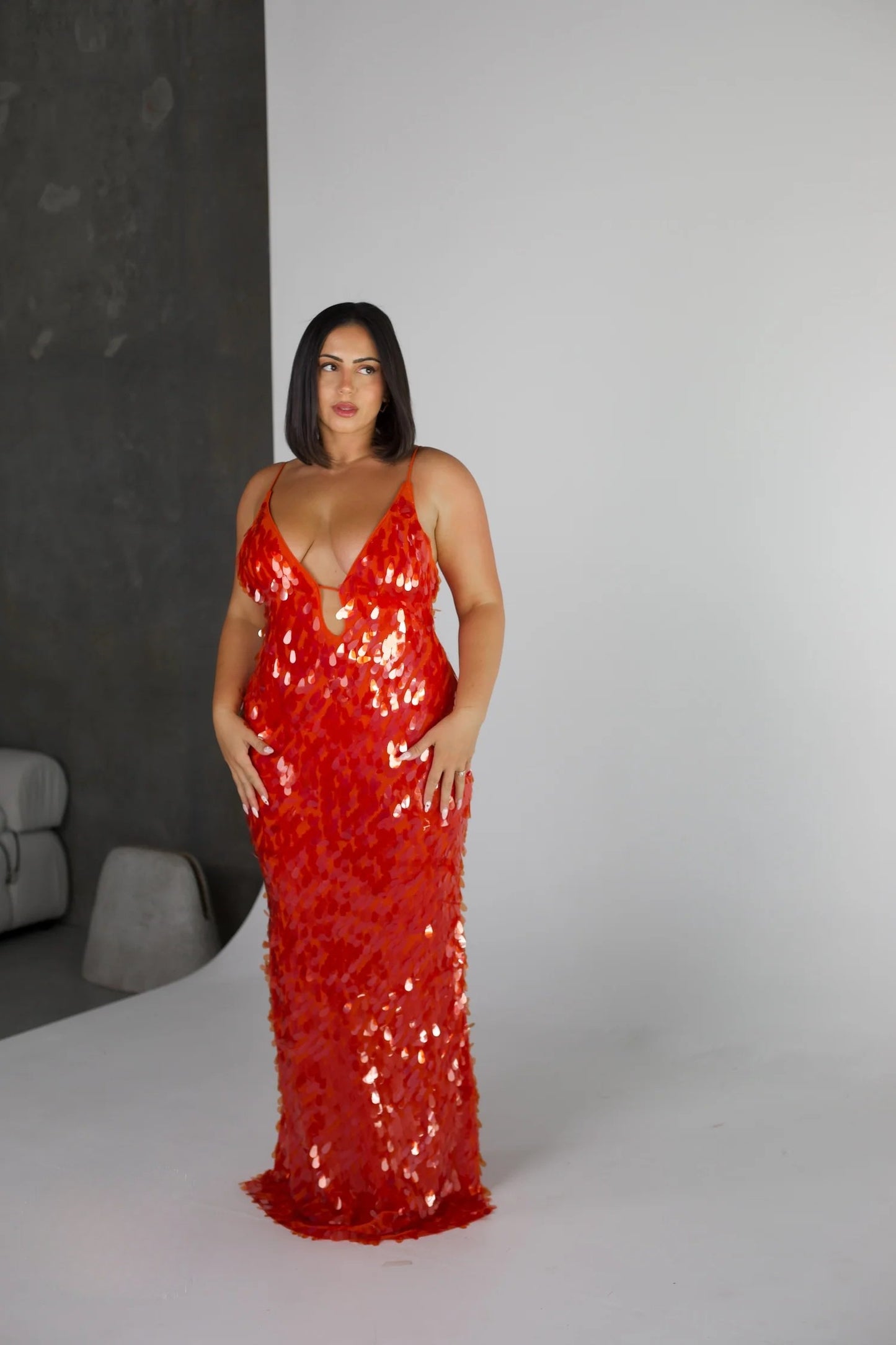 Misha - Sapphire Sequin Maxi Dress (Red)