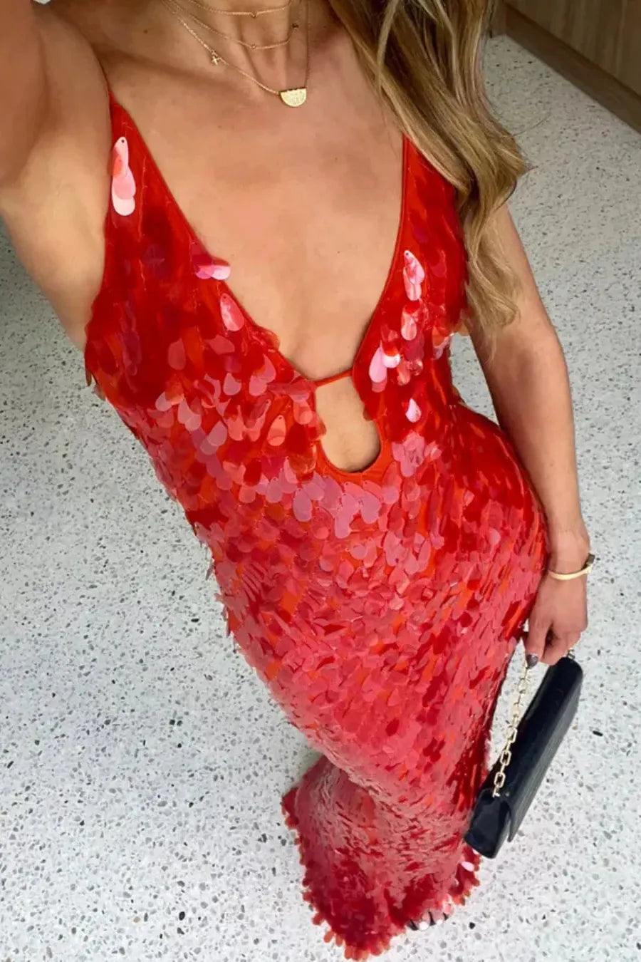 Misha - Sapphire Sequin Maxi Dress (Red)