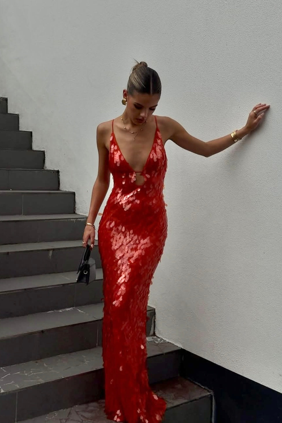 Misha - Sapphire Sequin Maxi Dress (Red)