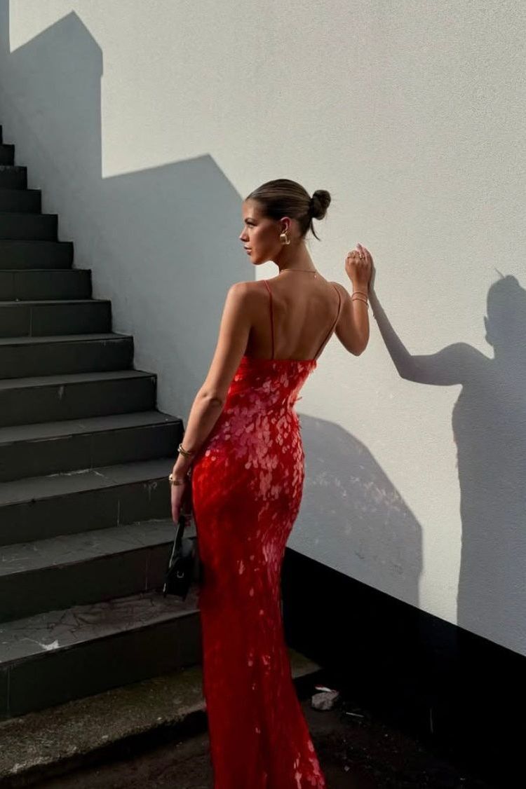 Misha - Sapphire Sequin Maxi Dress (Red)