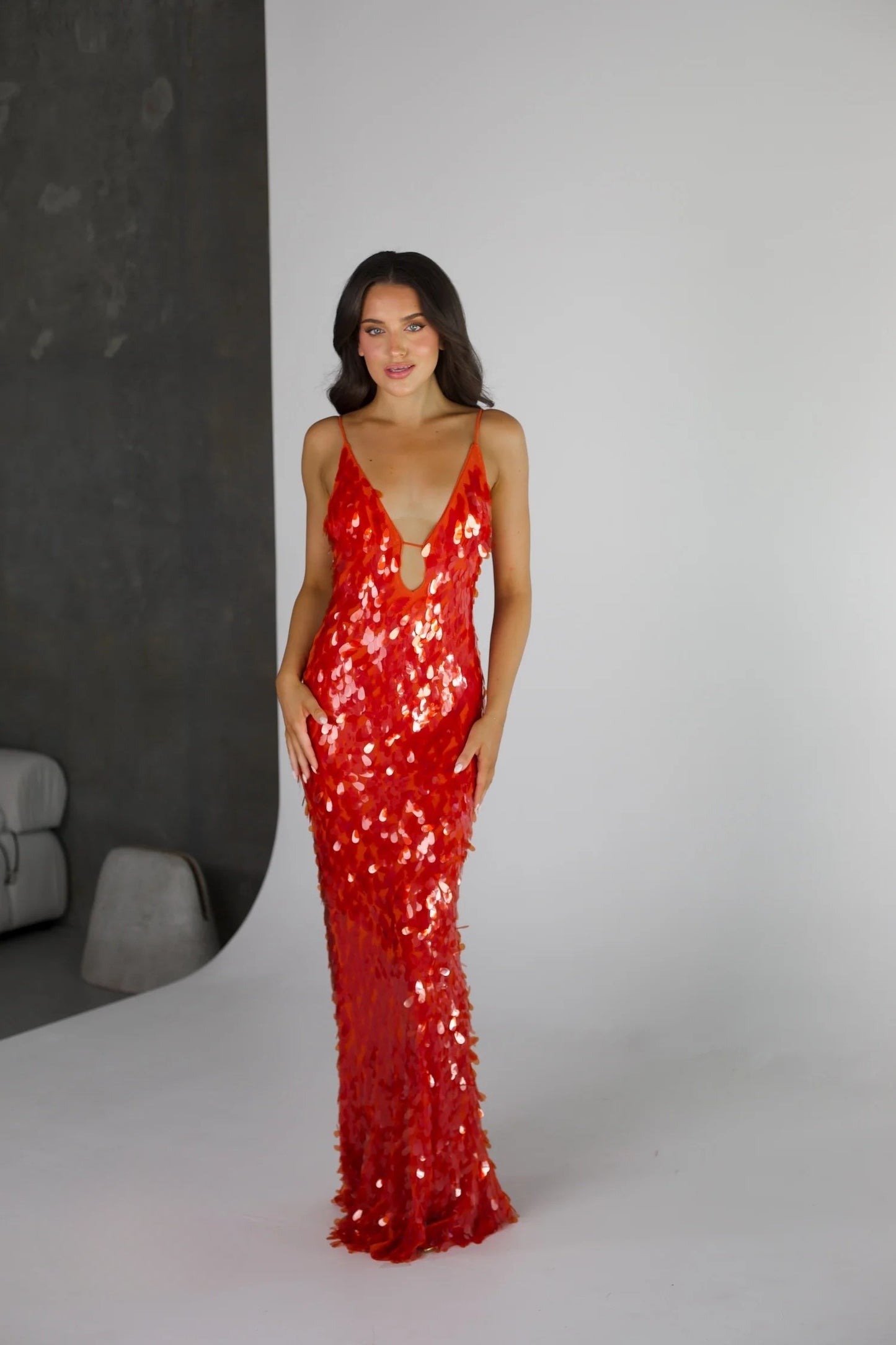 Misha - Sapphire Sequin Maxi Dress (Red)